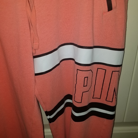 Vintage VICTORIAS SECRET PINK coral and black boyfriend sweatpants xs - Picture 4 of 8